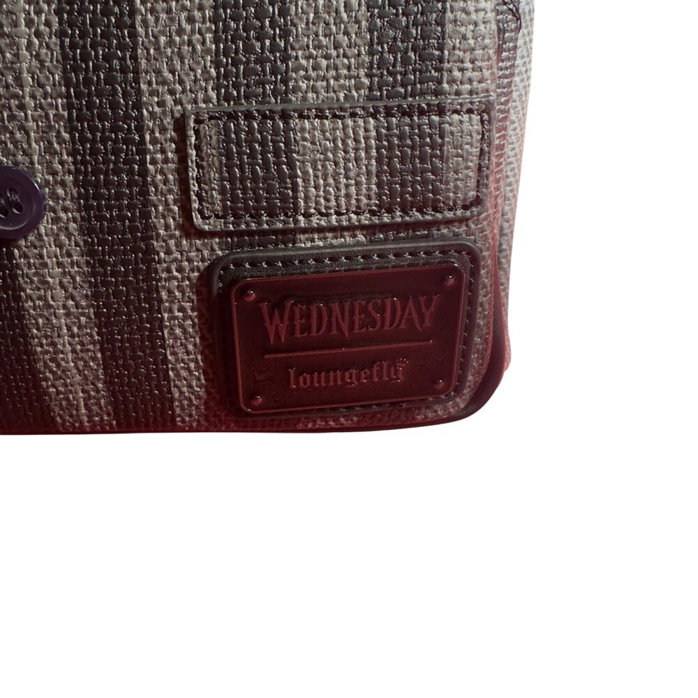Wednesday Addams Loungefly Mini Backpack Nevermore Academy Striped Suit Design - Picture 2 of 7
